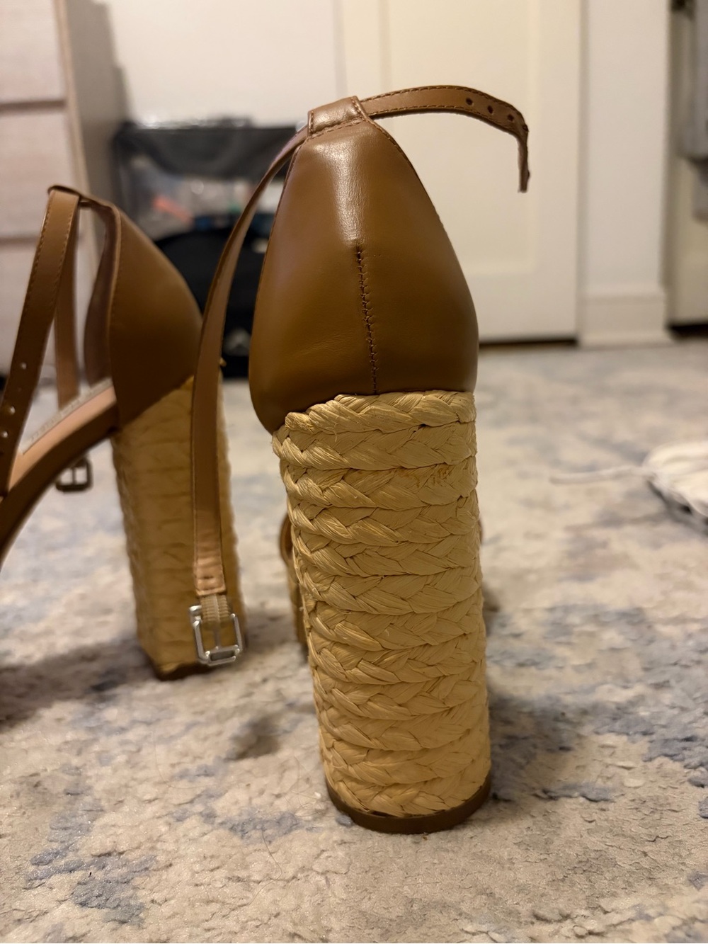 Steve Madden Tan Braided-Platform Strappy Heels - Picture 6 of 6